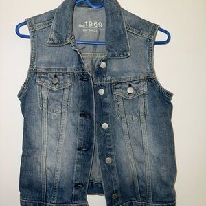 GAP Blue Denim Vest with Silver Buttons